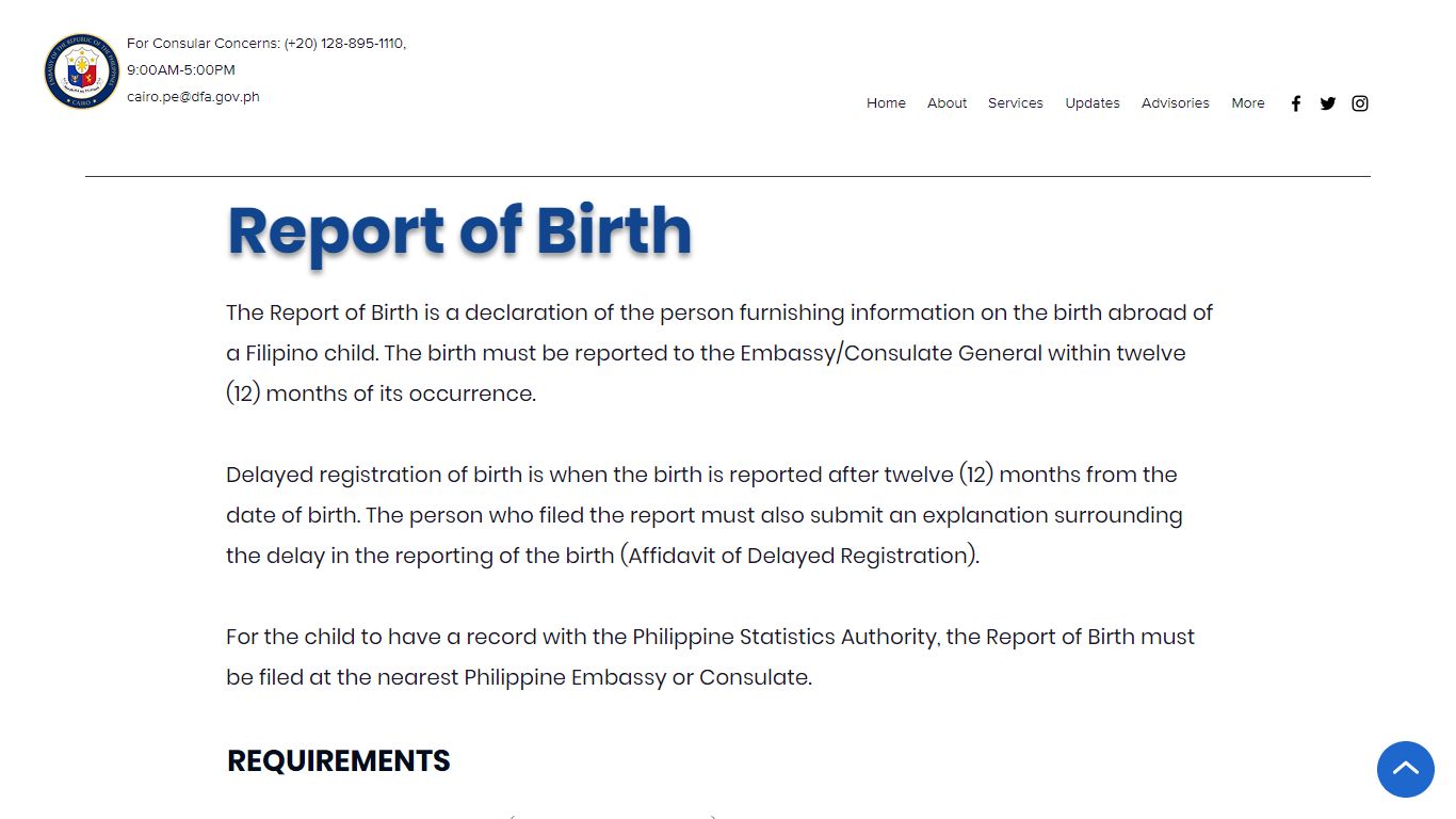 Report of Birth | Philippine Embassy i