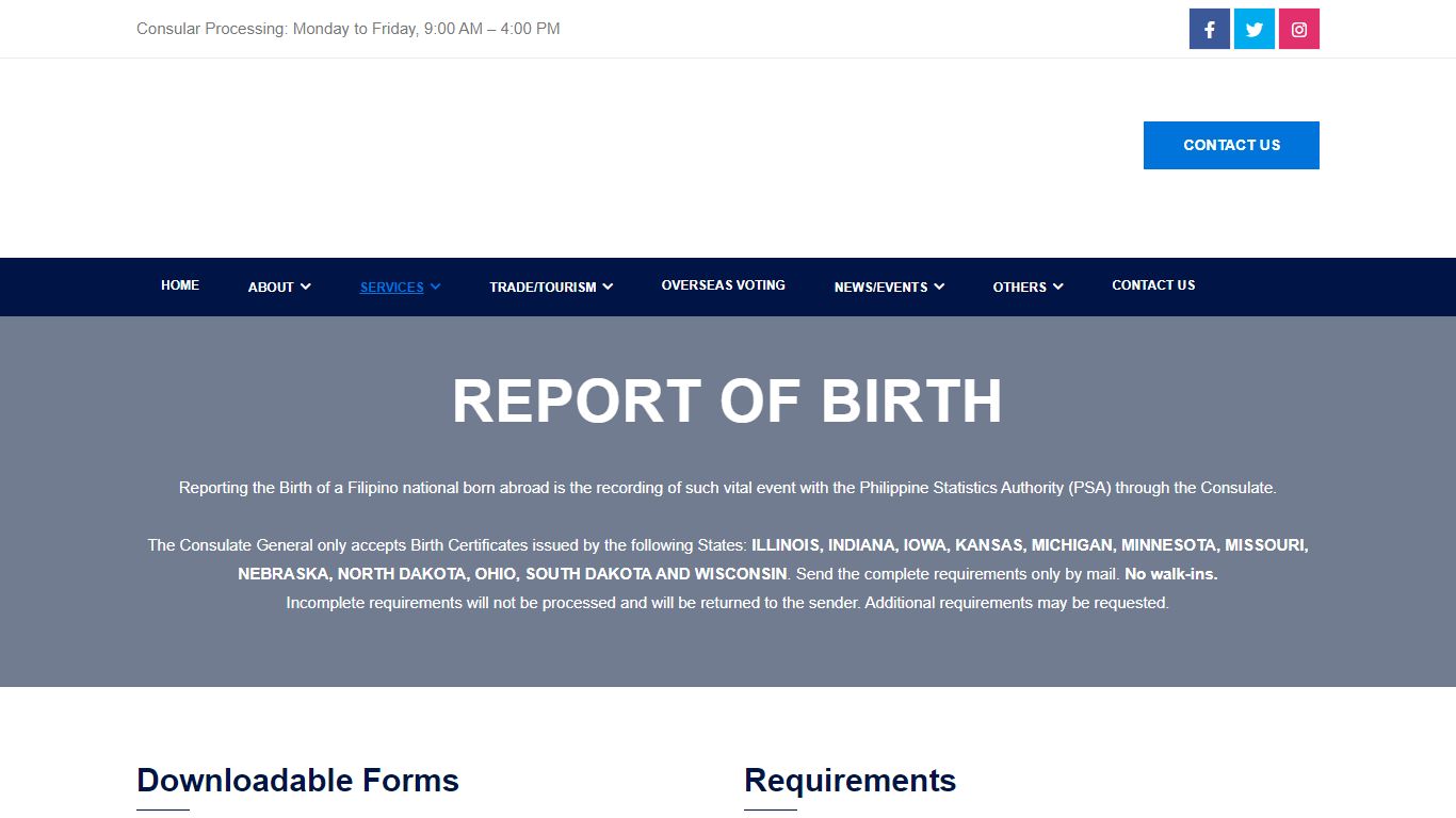 Report of Birth | PHILIPPINE CONSULATE GENERAL - CHICAGO