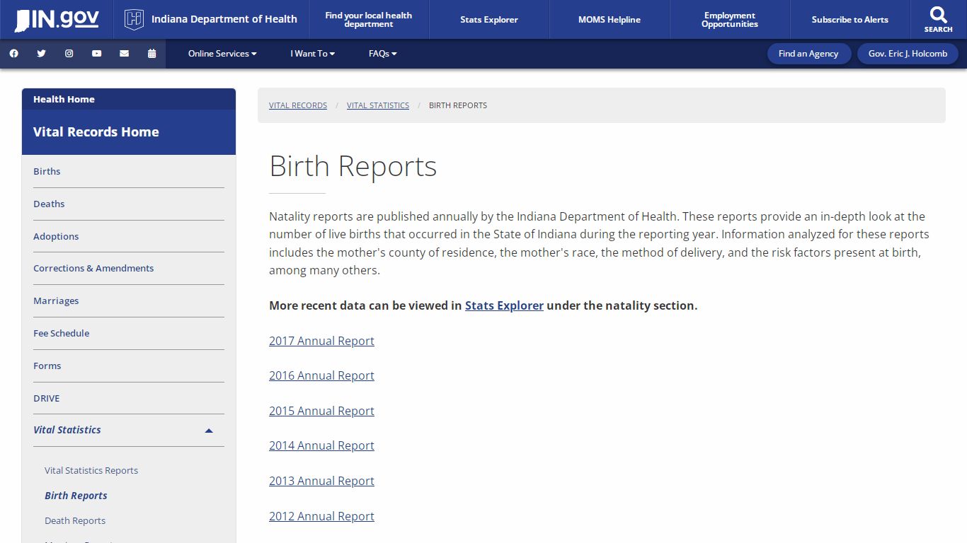 Health: Vital Records: Birth Reports