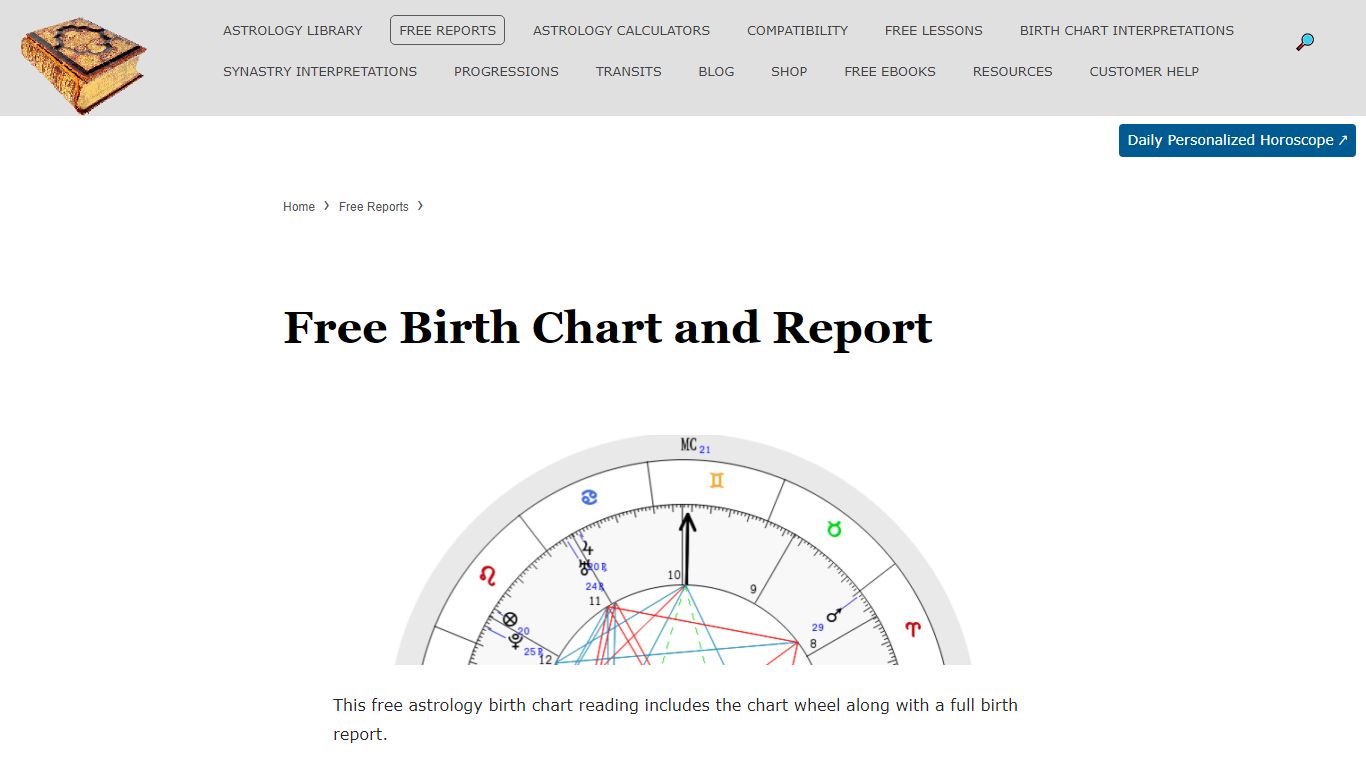 Free Birth Chart and Report - astrolibrary.org